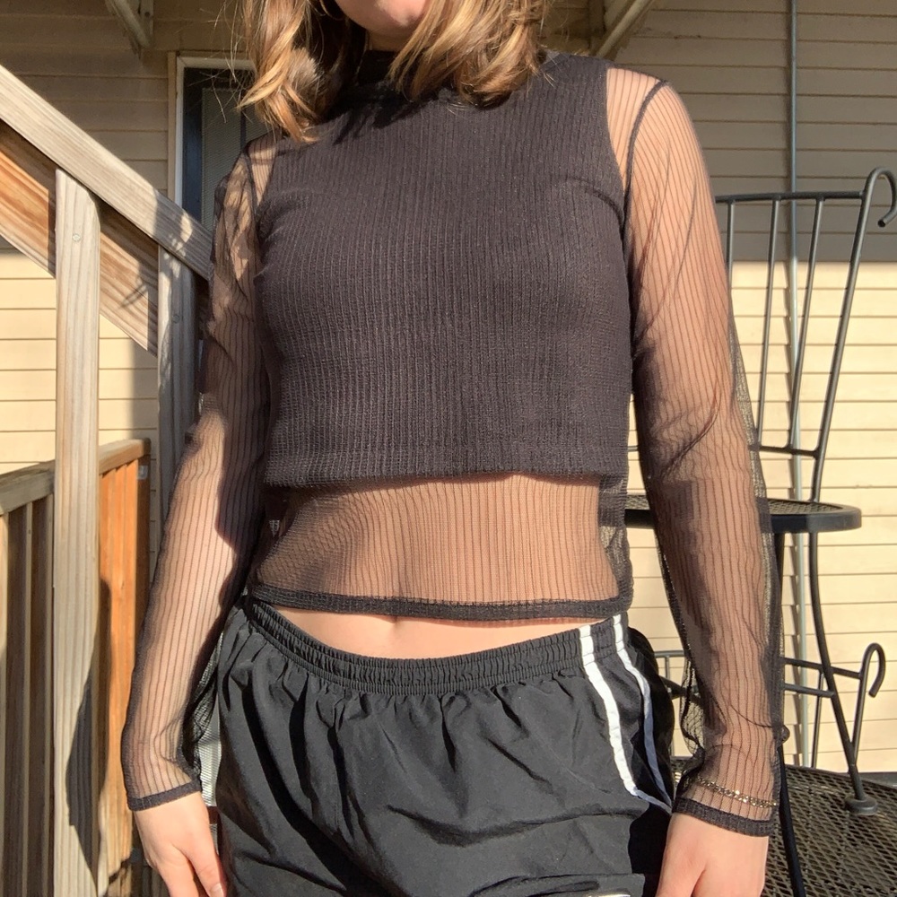 Brandy Melville Mesh Long Sleeve Top